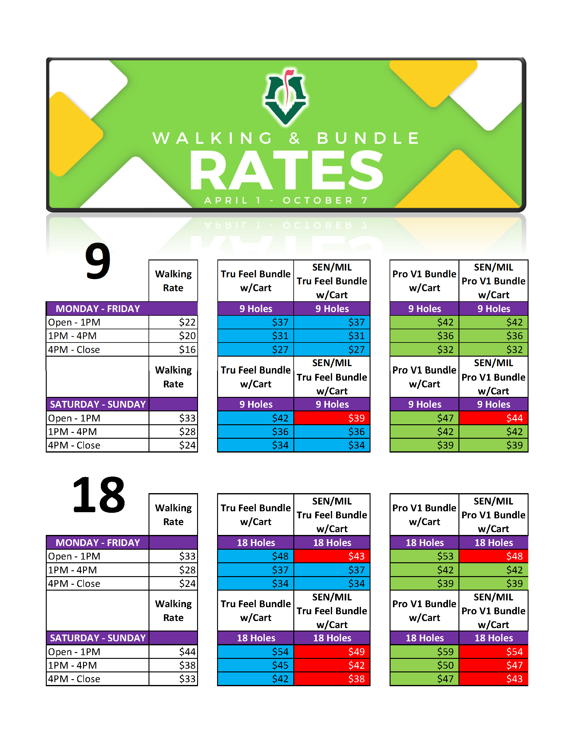 Rates - Mint Valley Golf Course
